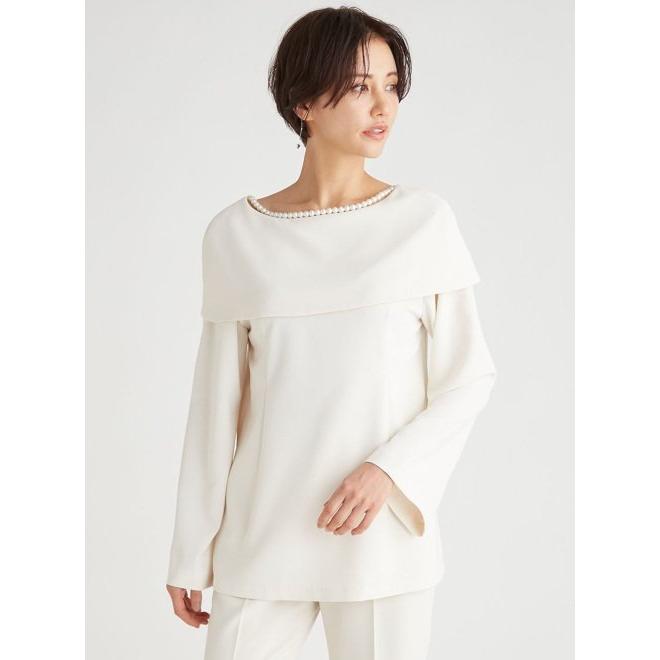 CELFORD セルフォード チュニック　ブラウス　ホワイト　白　春服 CELFORD（セルフォード） パール付きチュニックブラウス 23秋冬