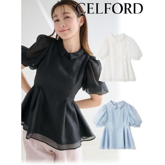 ＜新品／未使用＞CELFORD（セルフォード）襟付きフリル ブラウス 完売品 CELFORD（セルフォード） (期間限定10%OFF&300円OFF) 襟付きメッシュ