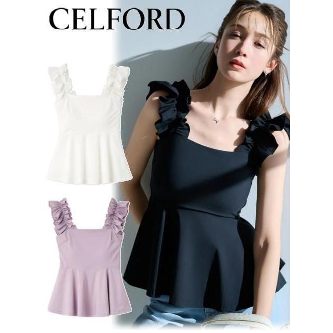 ⑮新品✨CELFORDセルフォード　ブラックペプラムフリルチュニック　セレモニー CELFORD（セルフォード） (10%OFF&300円OFF) カップインチュニック 26
