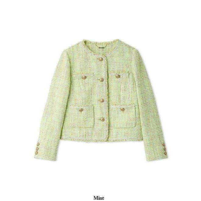 アプワイザーリッシェ☆フリンジツイードジャケット・黄緑・Mサイズ☆美品 CELFORD（セルフォード） (期間限定30%OFF&300円OFF) フリンジツイード