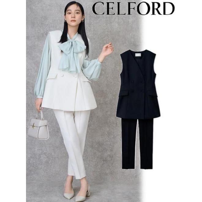 CELFORD セルフォード カットソーセットアップ CELFORD（セルフォード） レーストリミングニットセットアップ 25秋冬