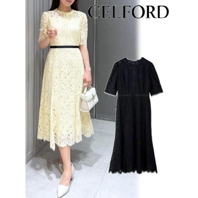 【美品】CELFORD レースマーメイドドレス ブラック　36 CELFORD（セルフォード） (10%OFF&300円OFF) コードレースマーメイド