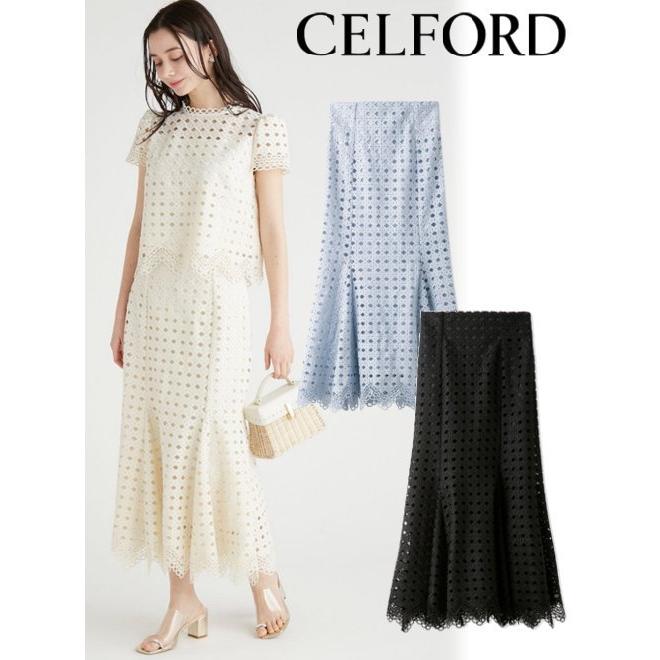 【CELFORD 】ツイストレースマーメイドスカート 36 黒　セルフォード CELFORD（セルフォード）の「レースマーメイドスカート