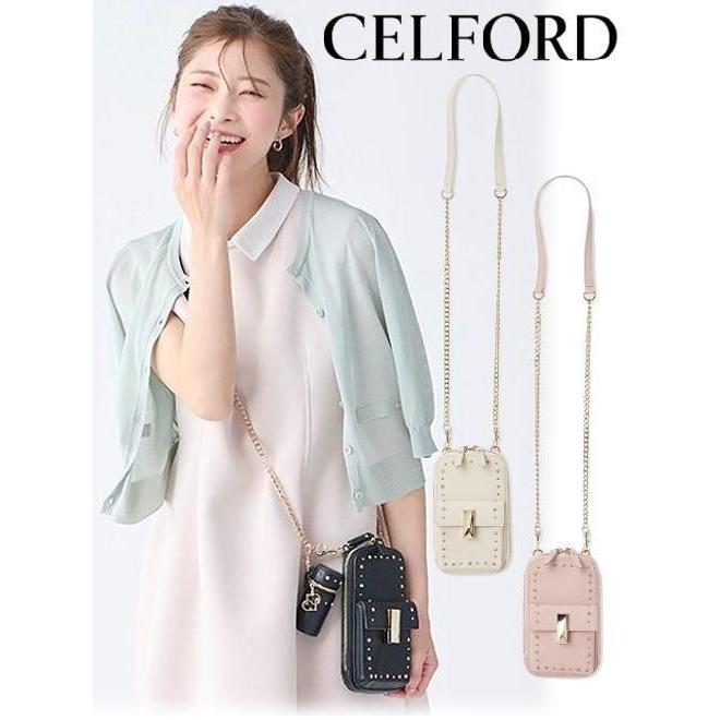 CELFORD ビジュースタッズマルチショルダー PNK ピンク リュタン】ビジュースタッズマルチショルダー（ショルダーバッグ