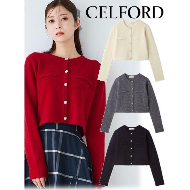 CELFORD (12%OFF) / セルフォード ウール100％ビジューボタン