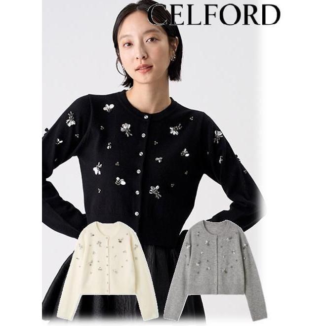 【新品タグ付き】CELFORD ペタルビジューカーディガン CELFORD（セルフォード） カーディガン ペタルビジューカーディガン