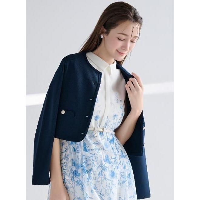 CELFORD（セルフォード）レースジャカードカーディガン　ネイビー CELFORD（セルフォード） (期間限定10%OFF&300円OFF) トリム刺繍