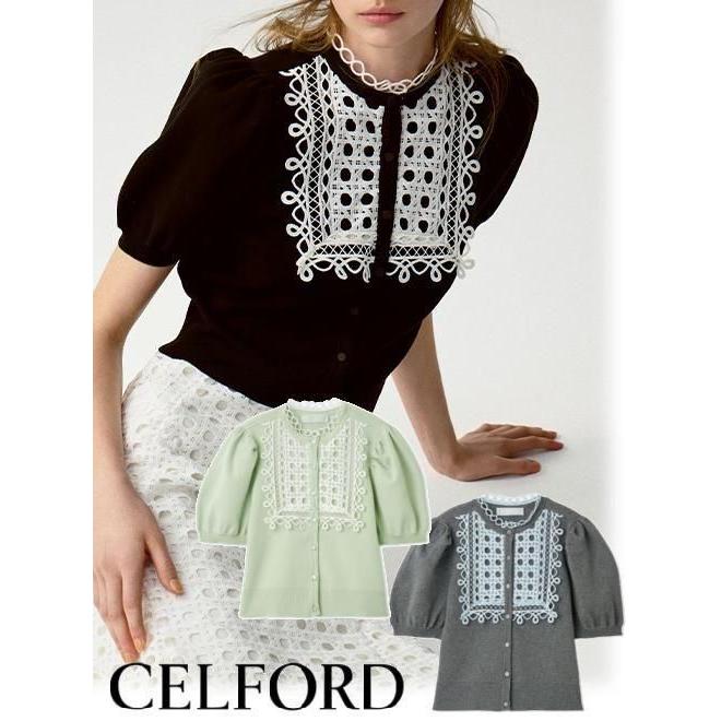 CELFORD ビブヨークレースカーディガン ブラック 2026ss CELFORD（セルフォード） (期間限定10%OFF&300円OFF) セルフォード【UV
