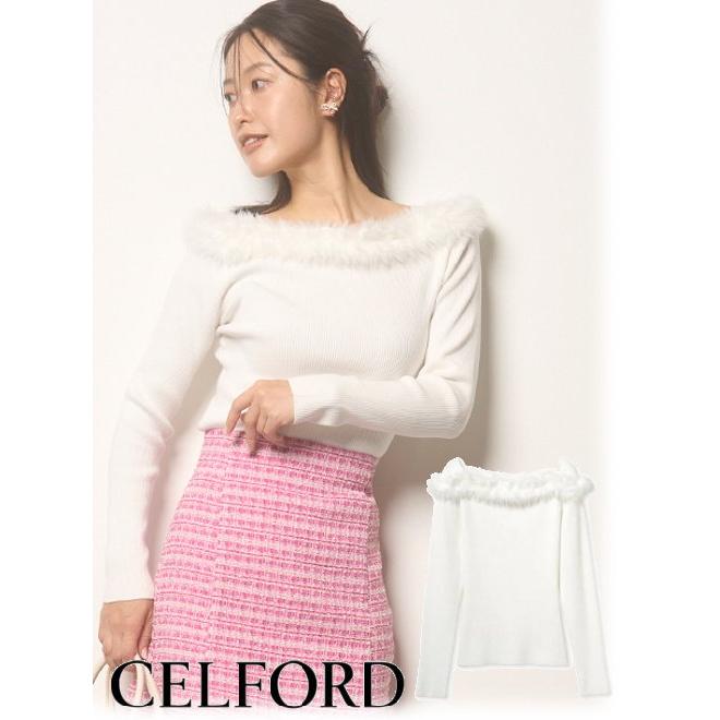 CELFORD (12%OFF) / セルフォード フェザーフリルリブニットプル