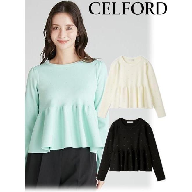 セルファード　ホットフィットビジューペプラムニットプルオーバー CELFORD（セルフォード） (10%OFF&300円OFF) ホットフィットビジュー