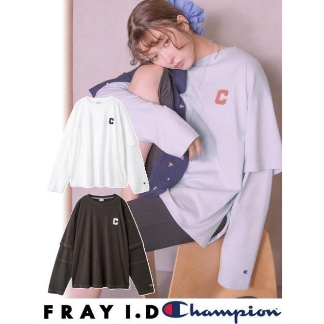 FRAY I.D ✖️chanpionルーズロングTシャツ FRAY I.D（フレイ・アイディー） (セール60%OFF&PT5) 【Champion