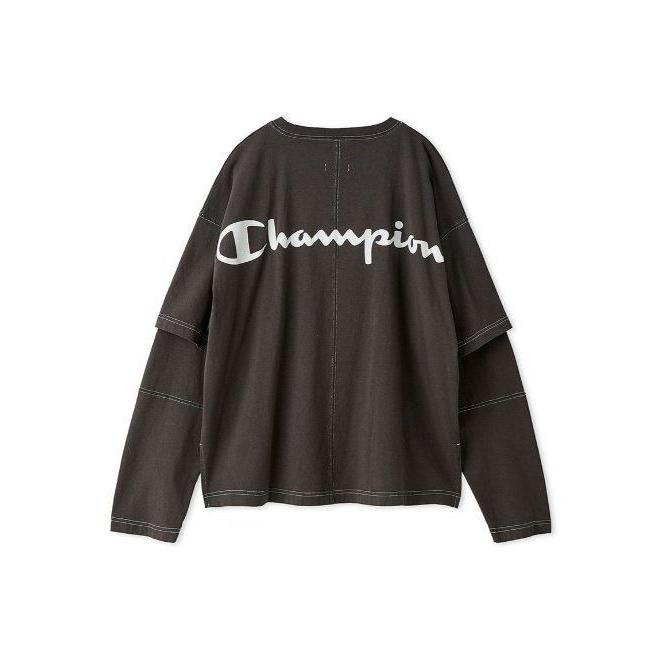 FRAY I.D×Champion別注 ルーズロングTシャツ ブラック フレイアイディー】品良く、カジュアルに着こなせる✨ FRAY I.D