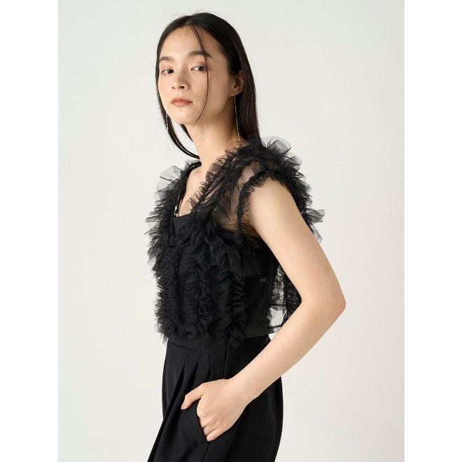 【新品タグ付き】FRAY I.D チュールブラウスセットベアコンビネゾン黒S 新作！チュールブラウスセットベアコンビネゾン | FRAY I.D