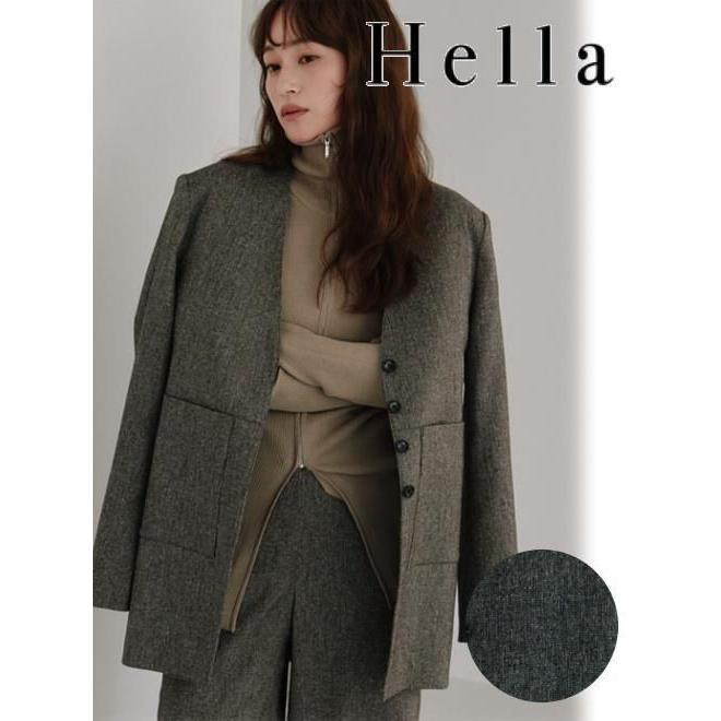 Hella / ヘラ silk nep collarless jacket 25秋冬 h253-03 (10