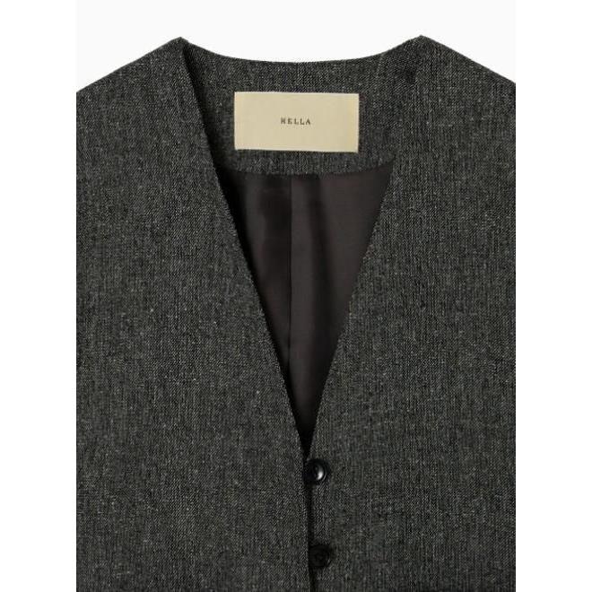 Hella ヘラ silk nep collarless jacket ブラウン hella (ヘラ)silk nep collarless jacket 25秋冬【h253-03