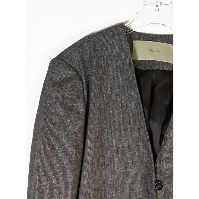 Hella ヘラ silk nep collarless jacket ブラウン silk nep collarless jacket - Hella (ヘラ）公式通販サイト