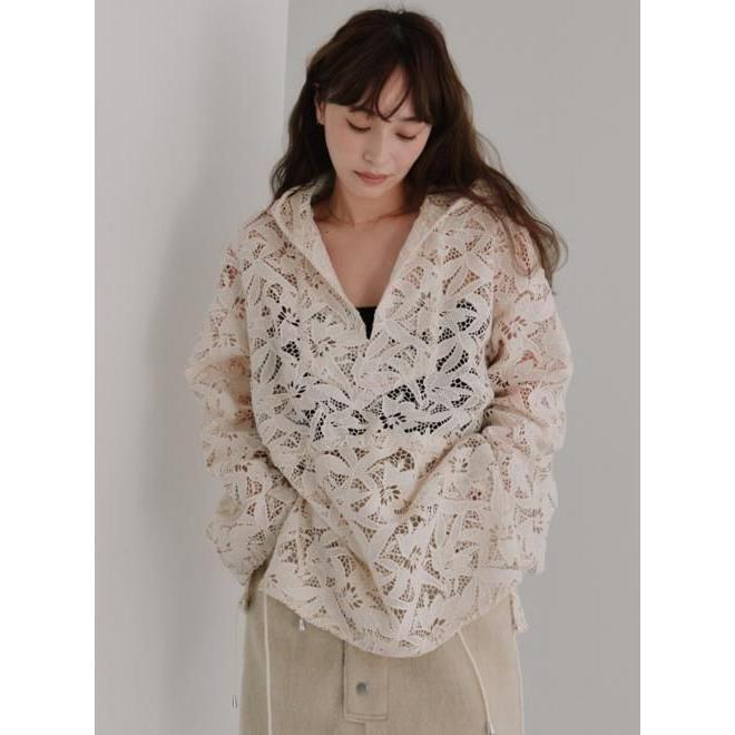 10%OFF&300円OFF) Hella / ヘラ flower lace hoodie 25秋冬 h253-13