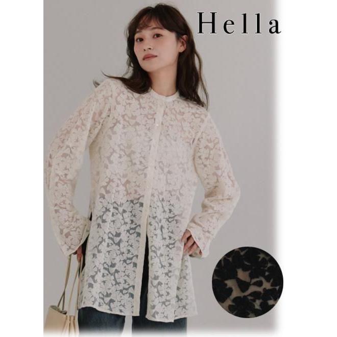 Hella tulle embroidery shirt ブラック 10%OFF&300円OFF) Hella / ヘラ tulle embroidery shirt 25秋冬 h253