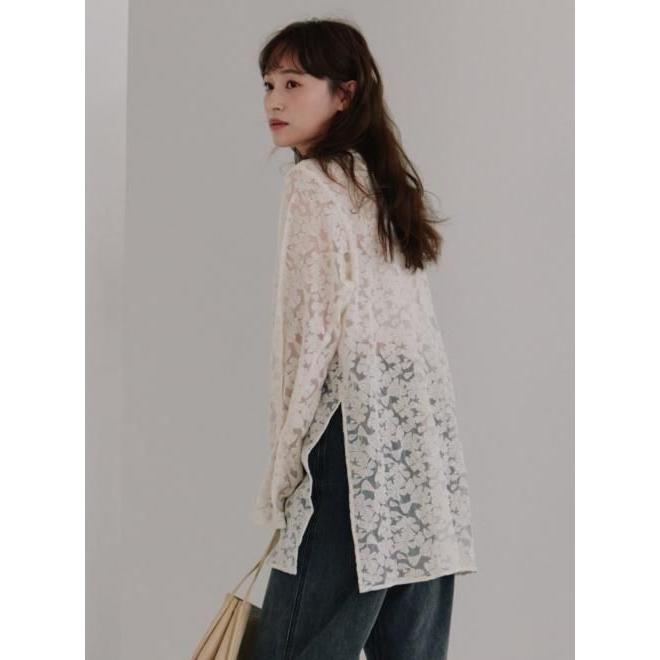 新品】Hella tulle embroidery shirt アイボリー