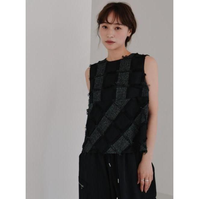 10%OFF&300円OFF) Hella / ヘラ cut jacquard check blouse 25秋冬