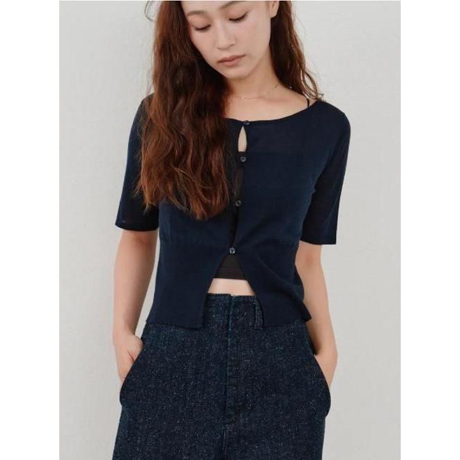 ETRE TOKYO（エトレトウキョウ） Hella / ヘラ cropped sheer knit