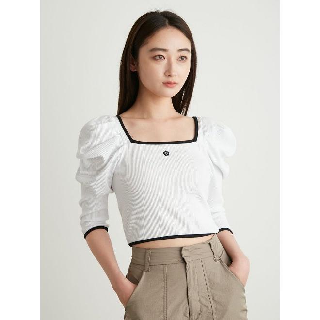 完売【HER. 】ボリュームスリーブカットトップス Volume Sleeve Rib Knit Top