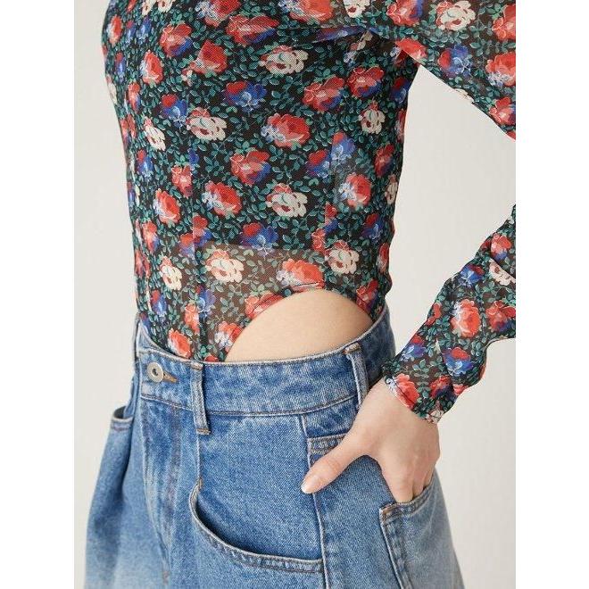 ANNA SUI LILY BROWN フラワープリント ボディスーツ LILY BROWN（リリーブラウン） (セール60%OFF&PT5) 【ANNASUI