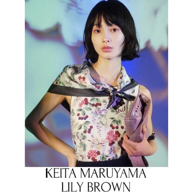 リリーブラウン KEITA MARUYAMA ボタニカルチェリー シルクスカーフ LILY BROWN×KEITA MARUYAMA】ボタニカルチェリー柄シルクスカーフ