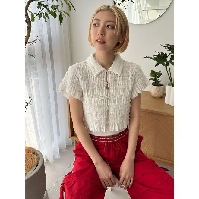 LILY BROWN チュールシャーリングブラウス完売品 LILY BROWN（リリーブラウン）の「チュールシャーリングブラウス