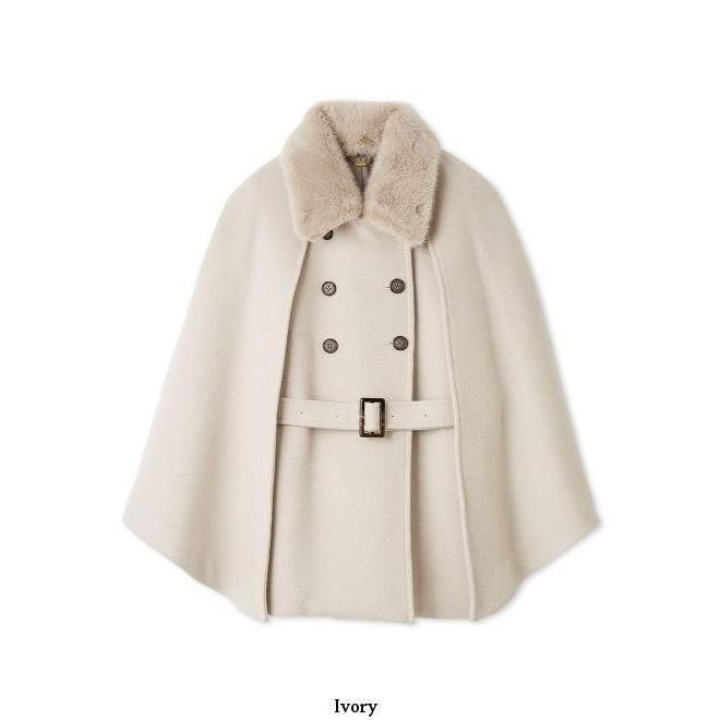 SOLEIL ファー付きケープ アイボリー M LILY BROWN（リリーブラウン） (10%OFF&300円OFF) ファー付き3WAY