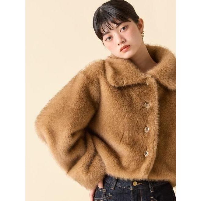 【美品】LILYBRWONフェイクファーコート LILY BROWN Lily Brown フェイクファーコート ブラック -ファッション