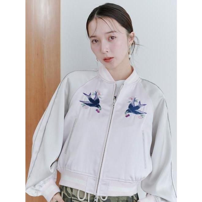 KEITA MARUYAMA スカジャン ホワイト・ブルー　Ｍサイズ LILY BROWN（リリーブラウン） (期間限定10%OFF&300円OFF) 【KEITA
