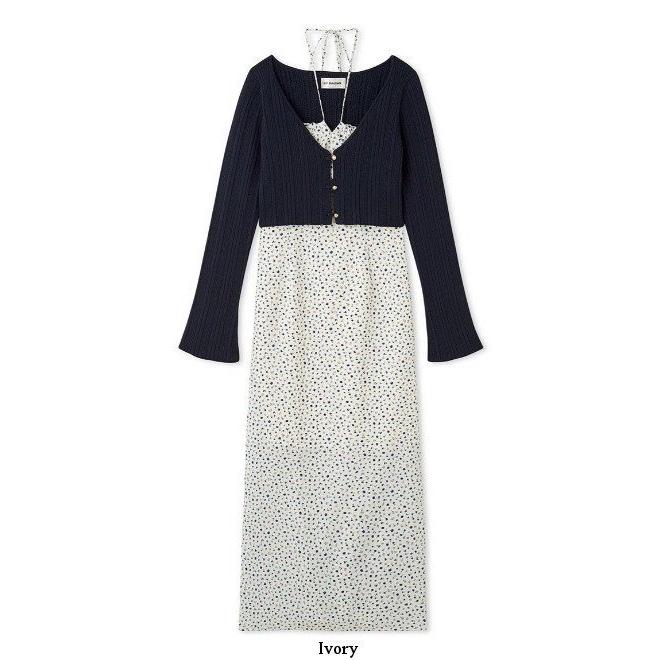 【未使用 超美品】LILY BROWN カーデセットキャミワンピース　BLK LILY BROWN（リリーブラウン）の「ニットカーデセットキャミ