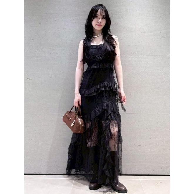 美品　リリーブラウン　Lily Brown レースドッキングドレス ブラック　S LILY BROWN（リリーブラウン）の「レースドッキングドレス（ワンピース