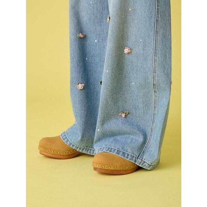 (期間限定10%OFF) Lily Brown  / リリーブラウン バリエーションビジューデニムパンツ  26春夏.予約  LWFP264803 入荷予定 : 6月中旬〜の画像