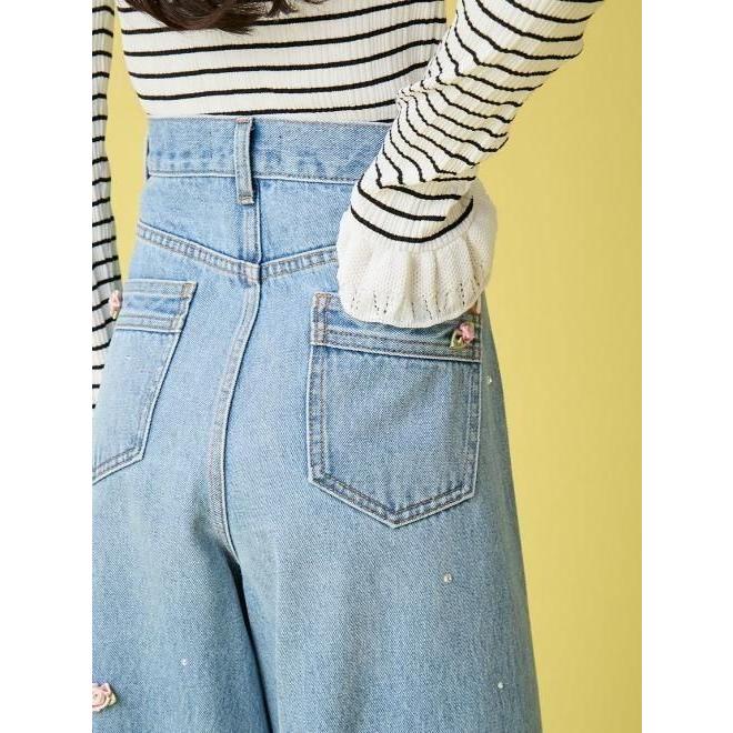 (期間限定10%OFF) Lily Brown  / リリーブラウン バリエーションビジューデニムパンツ  26春夏.予約  LWFP264803 入荷予定 : 6月中旬〜の画像