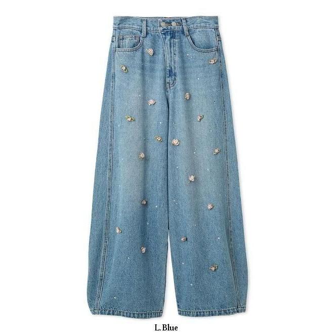 (期間限定10%OFF) Lily Brown  / リリーブラウン バリエーションビジューデニムパンツ  26春夏.予約  LWFP264803 入荷予定 : 6月中旬〜の画像