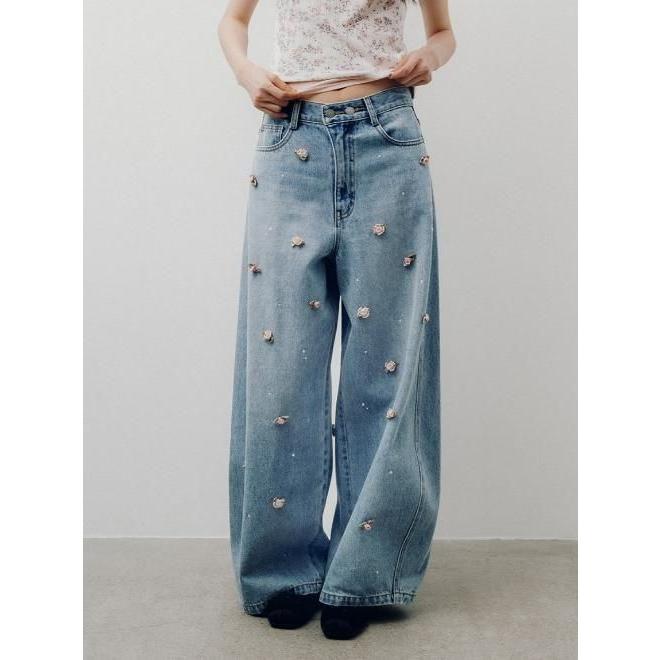 (期間限定10%OFF) Lily Brown  / リリーブラウン バリエーションビジューデニムパンツ  26春夏.予約  LWFP264803 入荷予定 : 6月中旬〜の画像
