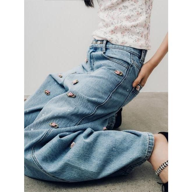 (期間限定10%OFF) Lily Brown  / リリーブラウン バリエーションビジューデニムパンツ  26春夏.予約  LWFP264803 入荷予定 : 6月中旬〜の画像