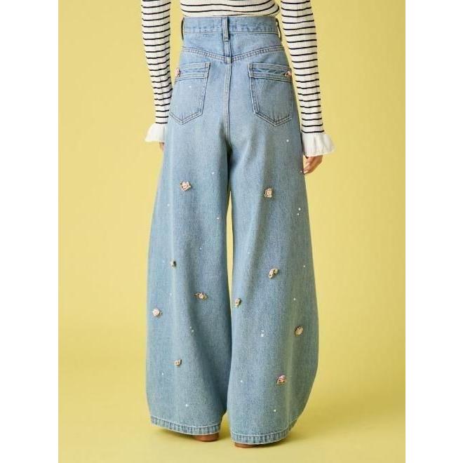 (期間限定10%OFF) Lily Brown  / リリーブラウン バリエーションビジューデニムパンツ  26春夏.予約  LWFP264803 入荷予定 : 6月中旬〜の画像