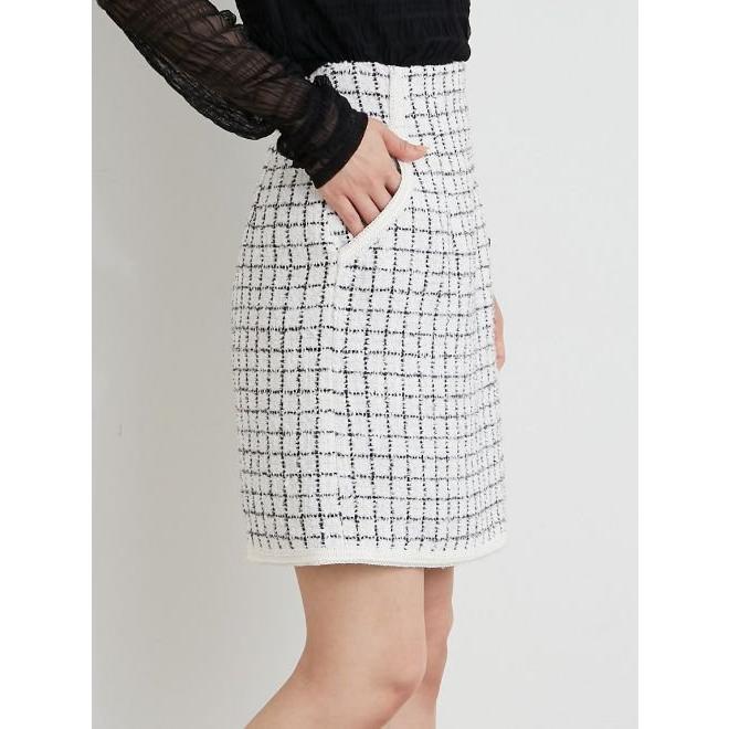 未使用級　ルイヴィトン　膝丈　タイトスカート　ツイード　サイドリボン　L　茶 未使用級 ルイヴィトン 膝丈 タイトスカート ツイード サイドリボン L 茶