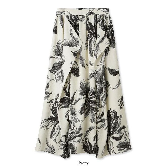 リリーブラウン　レディース　スカート　刺繍　ロングスカート　バックリボン LILY BROWN（リリーブラウン） バックリボンタックスカート 23秋冬