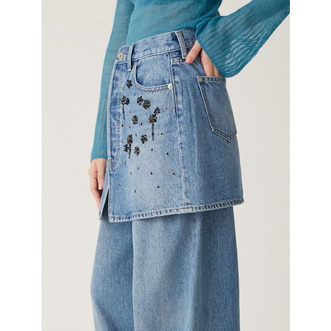 lily★断捨離中様　スカート　brown freeサイズ LILY BROWN（リリーブラウン） (セール50%OFF) ビジューデニムミニ