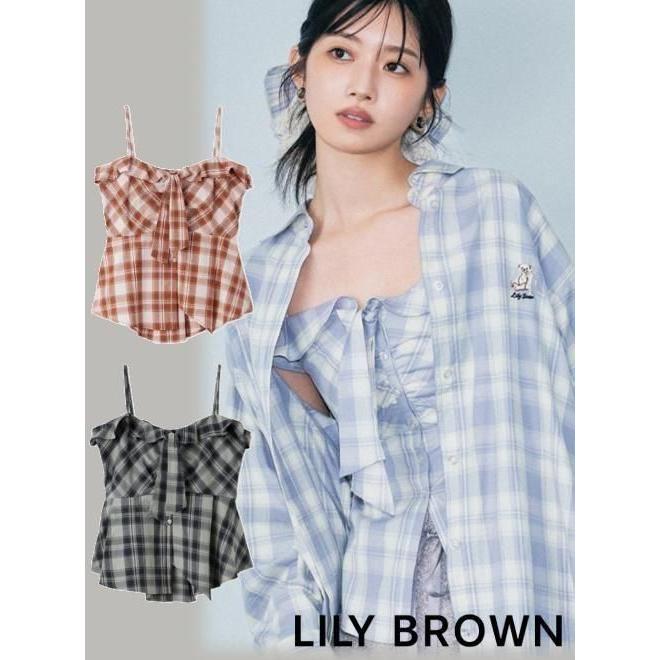 〔なちゅ〕  リリーブラウン☆チェックプリントトップス シャツドッキングニットトップス(ニット)｜トップス｜LILY BROWN