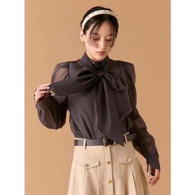新品級✨LILY BROWN ボウタイフリルブラウス 黒 F LILY BROWN（リリーブラウン） (セール50%OFF&300円OFF) ビック