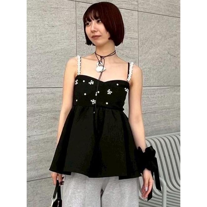 LILY BROWN ビッグリボンビジューペプラム LILY BROWN｜[L.B CANDY STOCK]ビッグリボンビジューペプラムトップス