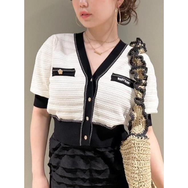 LILY BROWN×MARY QUANT ニットカーディガン 黒 半袖5分袖 LILY BROWN×MARY QUANT ニットカーディガン 黒 半袖5分袖 LILY