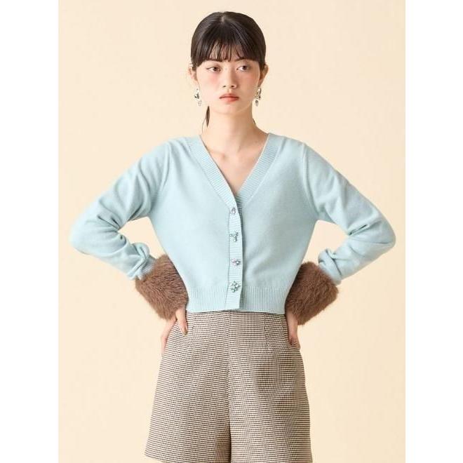LILY BROWN（リリー ブラウン） 袖ファーニットカーディガン L.B CANDY STOCK]袖ファーニットカーディガン(カーディガン)｜トップス
