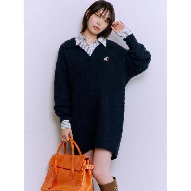 ハーフケーブルニット　Lily Brown / リリーブラウン Lily Brown （リリーブラウン)Lily Bearスタンプモチーフケーブル