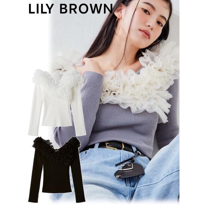Lily Brown リリーブラウン 新作 新品タグ付き パールチュールトップス LILY BROWN Lily Brown パール付チュールトップス ブラック